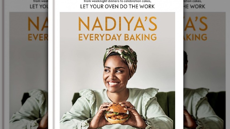 Nadiya Hussain holding big sandwich