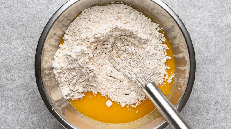 nut flour with eggs in bowl