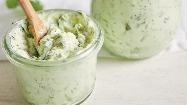 Jars of pesto butter