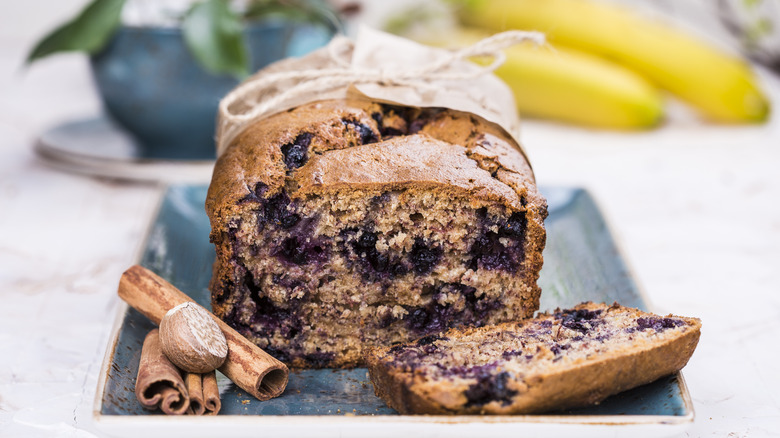 Blueberry banana bread with spices