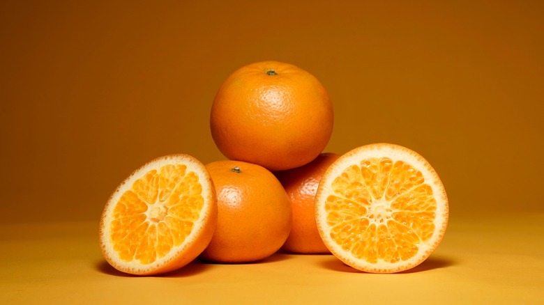 Oranges on orange background