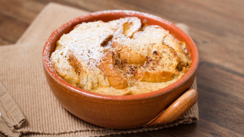 bread pudding in bowl