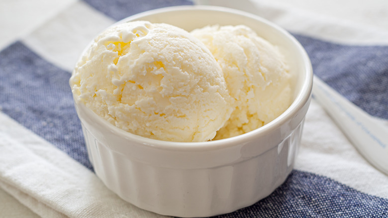 vanilla ice cream in ramekin