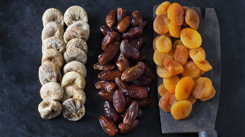 rows of dried fruit