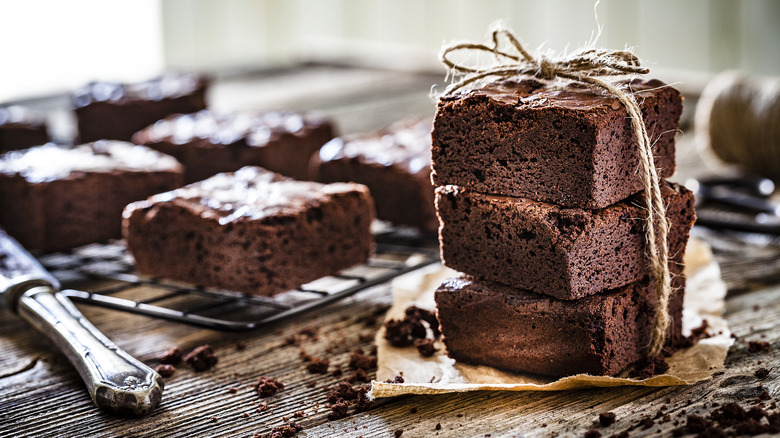 Pile of chocolate brownies