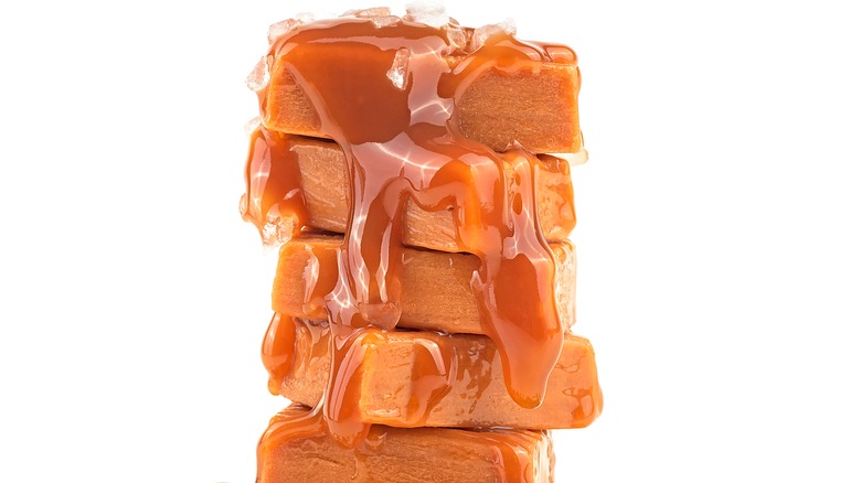 A stack of caramels