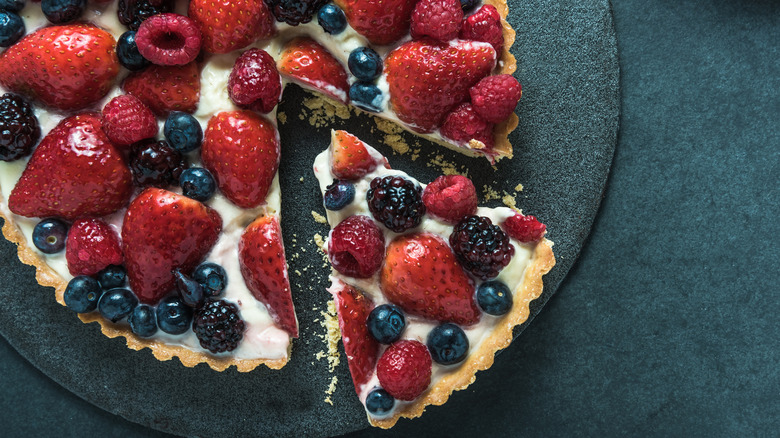 Delicious sliced berry tart