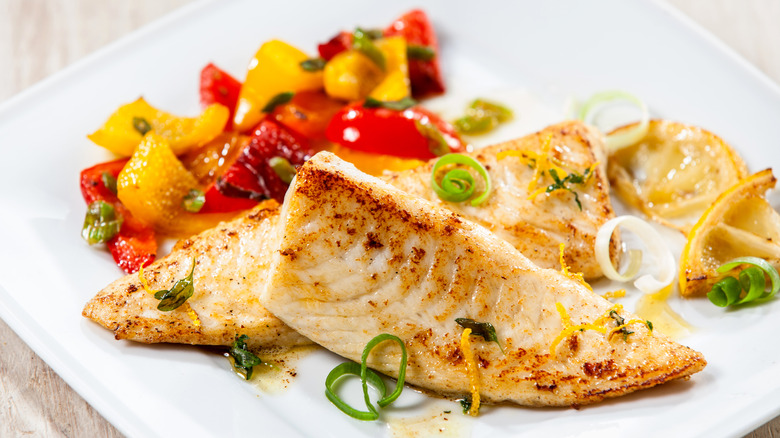 tilapia on a white plate