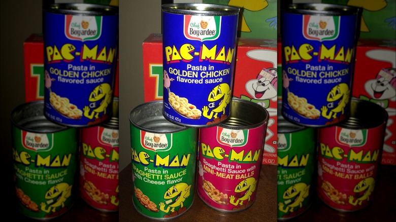 cans of Pac-Man pasta