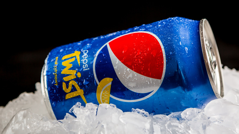 Can of Pepsi Twist sitting in ice