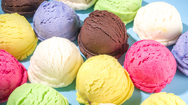 Colorful scoops of ice cream