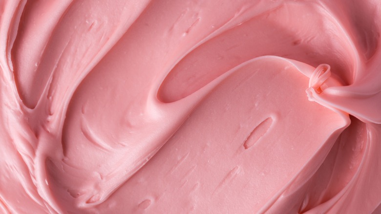 Closeup of pink frosting