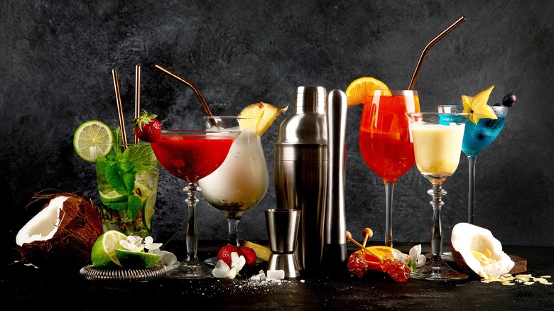 various cocktails and ingredients