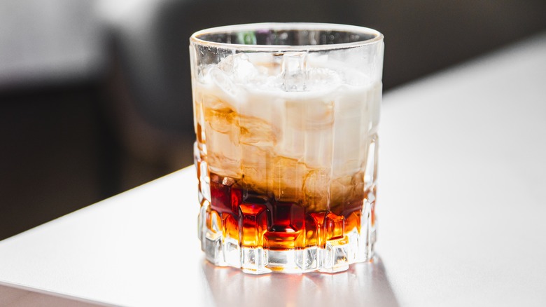 Glass of White Russian cocktail