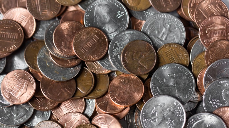 Pile of several different coins