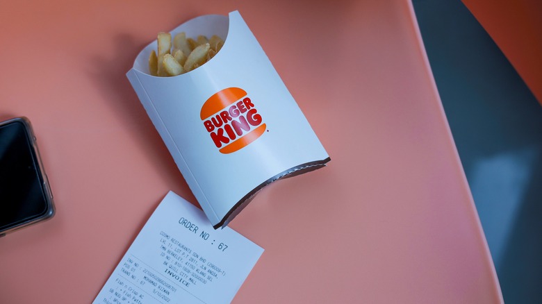 Burger King fries and reciept