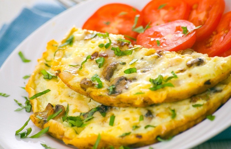 Perfect Omelette With Watercress and Roasted Mushrooms