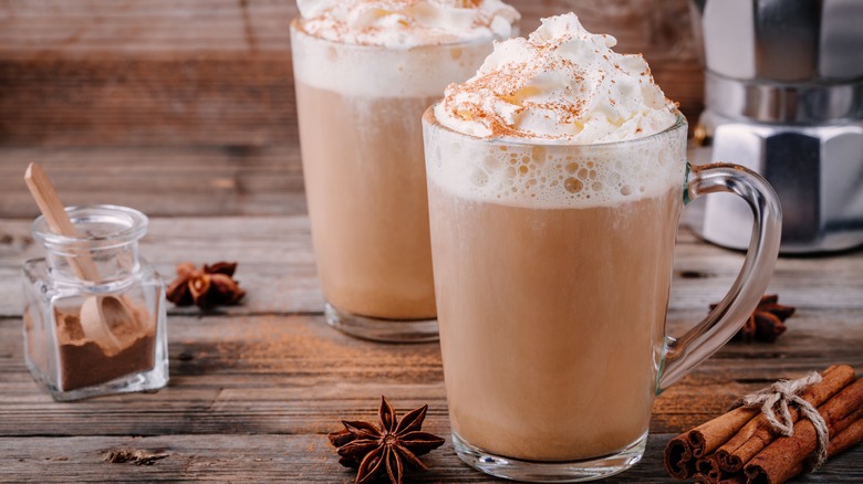 pumpkin spice latte with whipped cream