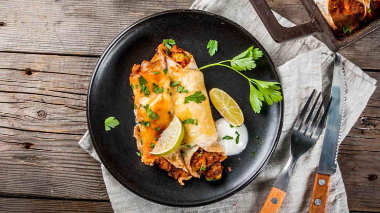 beef enchiladas in skillet