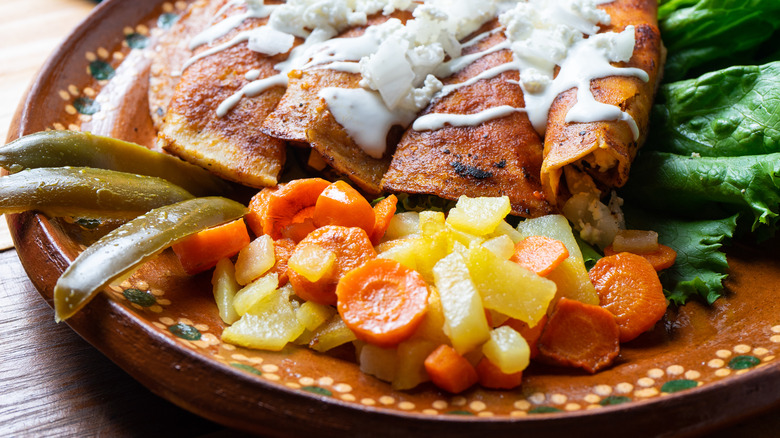 enchiladas with potatoes and carrots