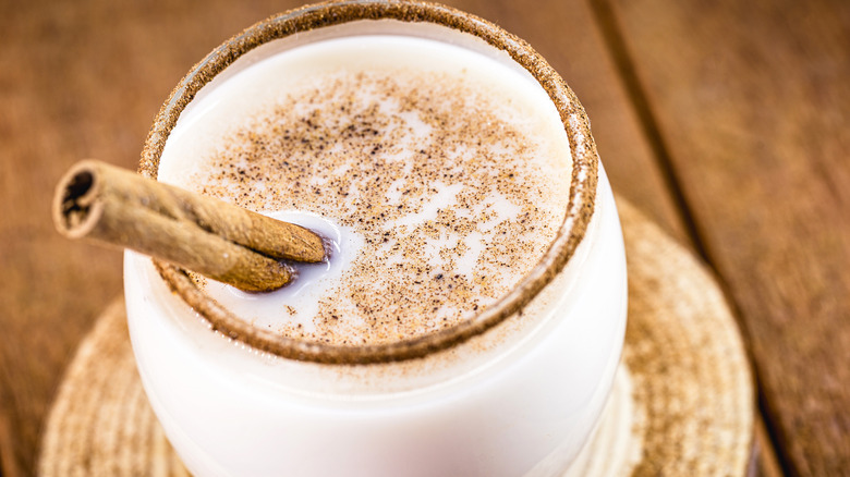 glass of eggnog on table