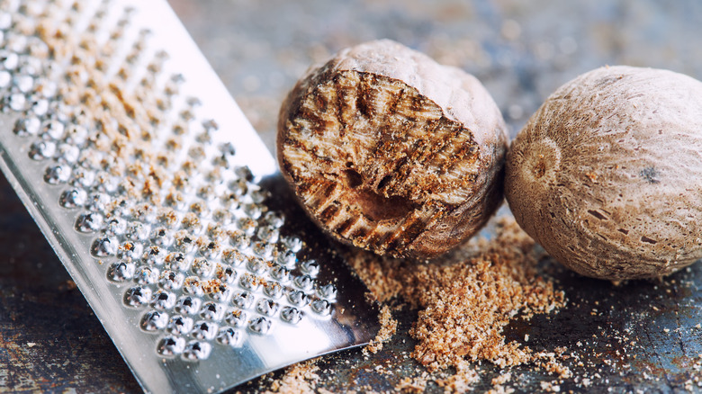 grated nutmeg on counter