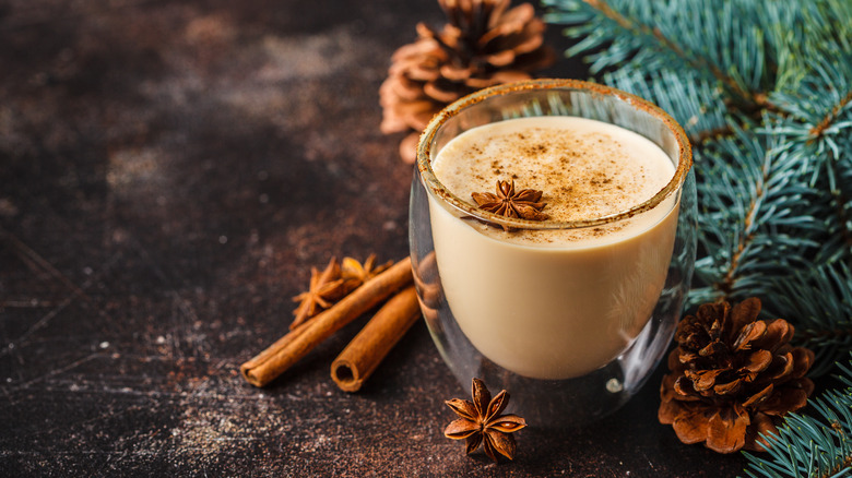 glass of eggnog on counter