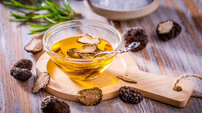 truffle oil in glass bowl