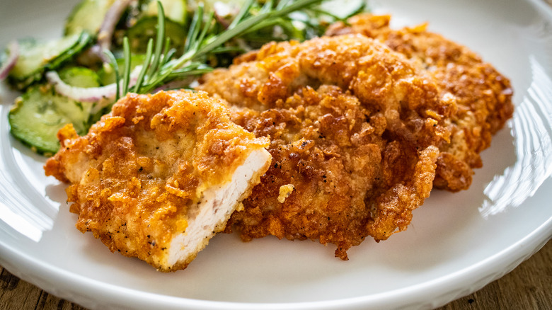 breaded chicken cutlets on plate