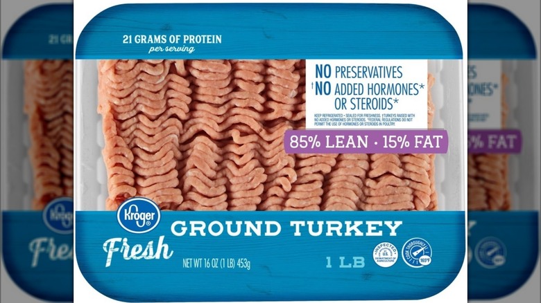 Kroger ground turkey in packaging