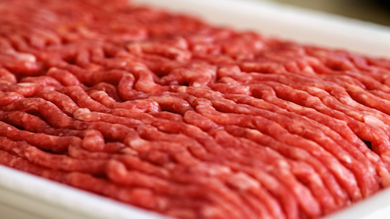 Closeup of ground beef