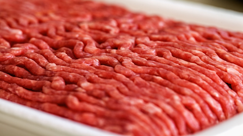 Package of raw ground beef