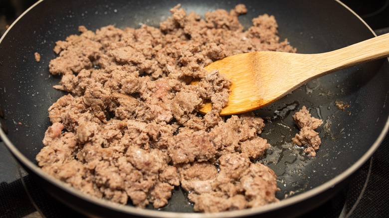 Ground turkey being cooked