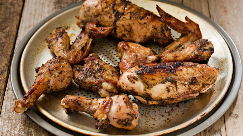 Jamaican jerk chicken on plate