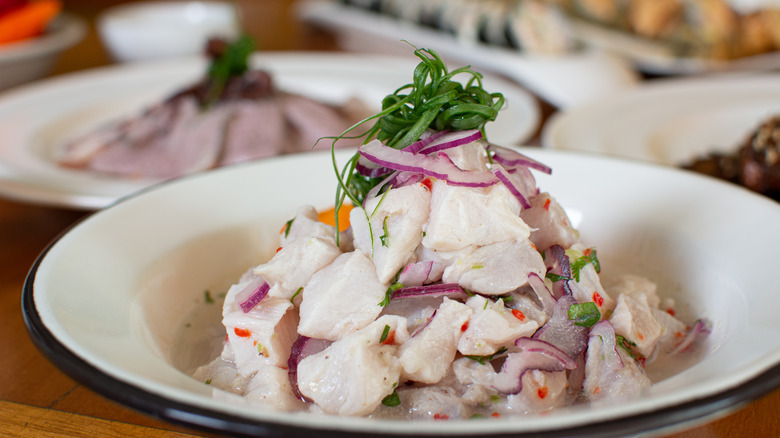 ceviche on restaurant plate