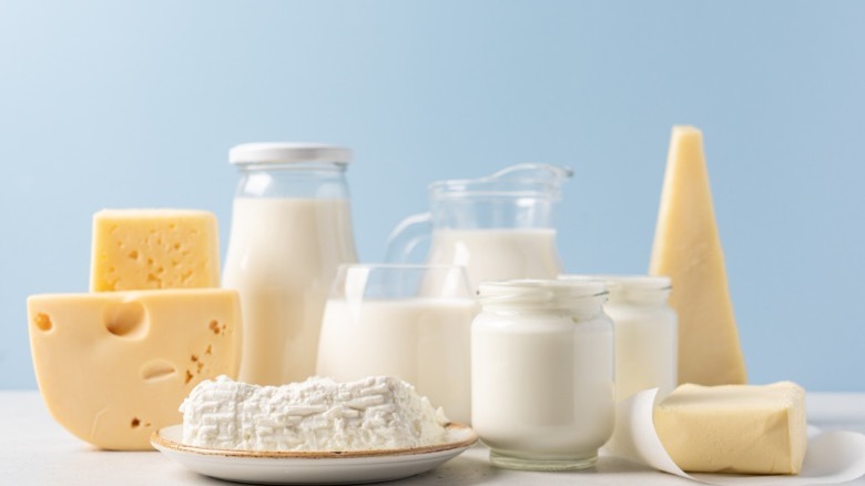 Dairy products on a table