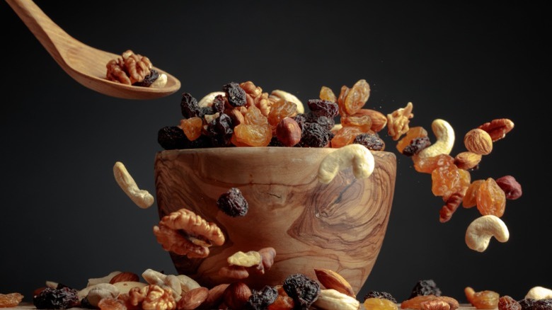 Nuts and fruits in a bowl