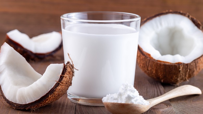 Coconut milk in a glass