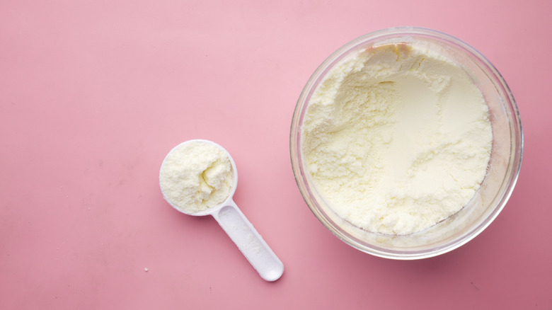 bowl and spoon of powder