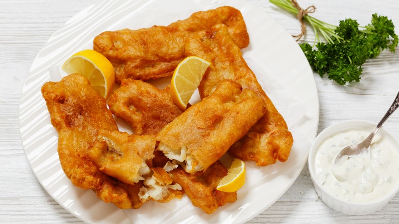 plate of beer battered fish