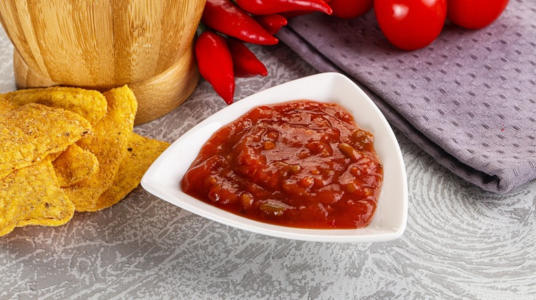 bowl of salsa and chips