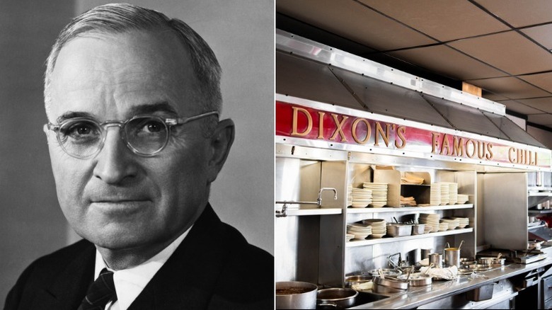 Side-by-side picture of Harry S. Truman and Dixon's Famous Chili bar