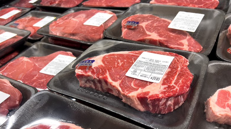 beef steaks in packaging