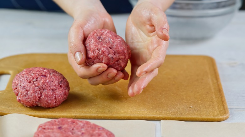 making hamburger patties