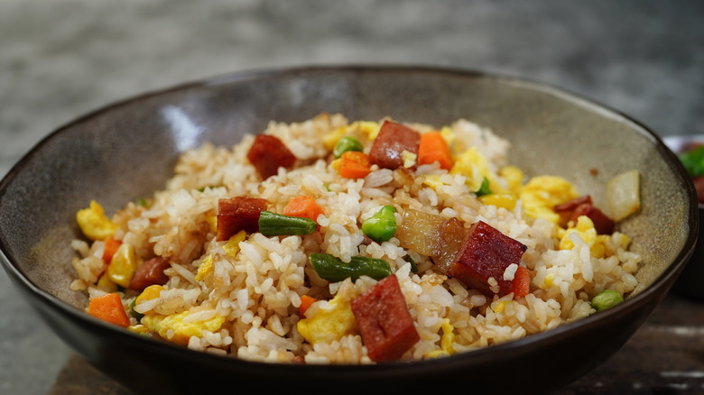 Spam fried rice with vegetables