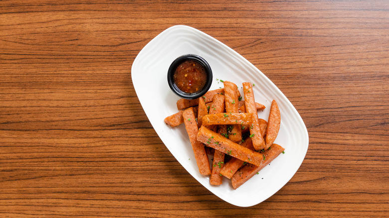 Spam fries with dipping sauce