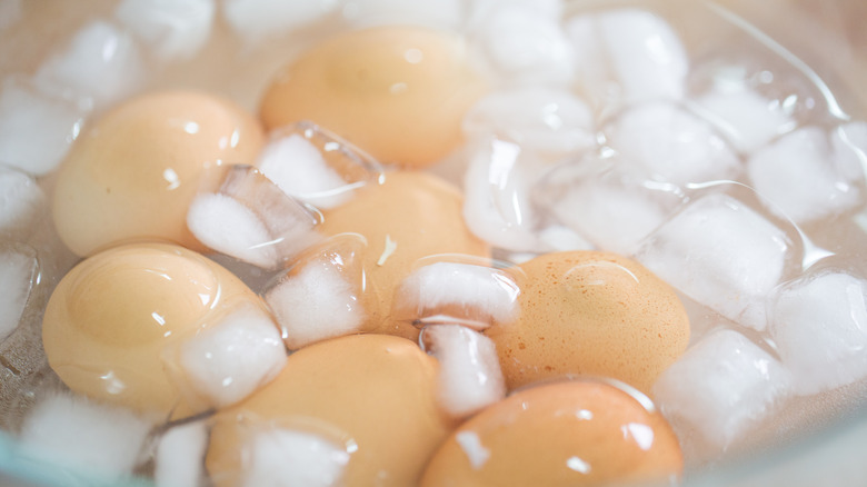 boiled eggs in ice water