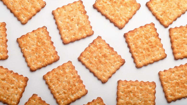 crackers on white background