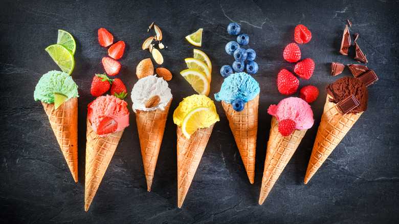 scoops of fruit ice cream