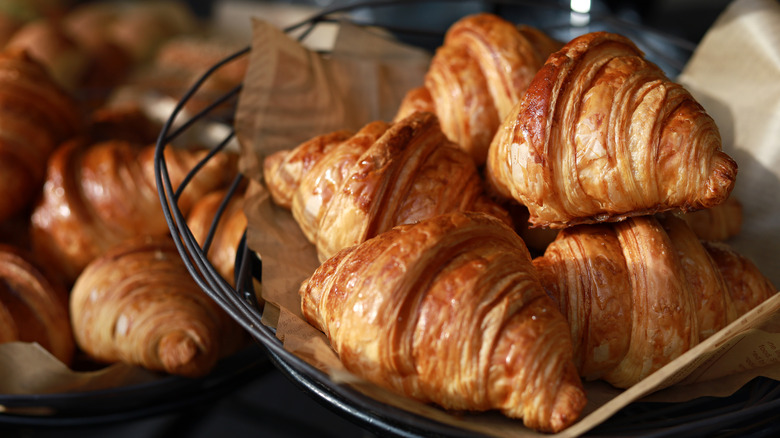 croissants in wire basket